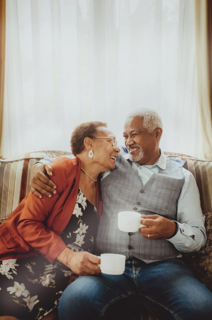 silver-life-membership Two seniors drinking coffee together
