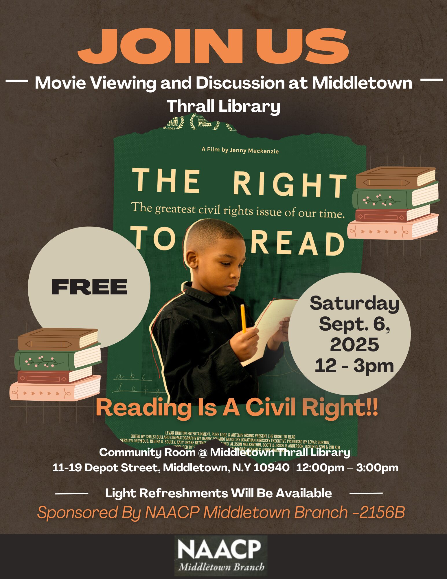 Free screening of “The Right to Read” Sept 6 at Thrall Library – NAACP ...
